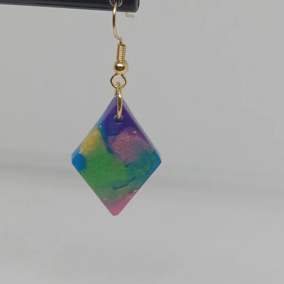 Hand Crafted Multicolor Diamond Earrings - Picture 6 of 6